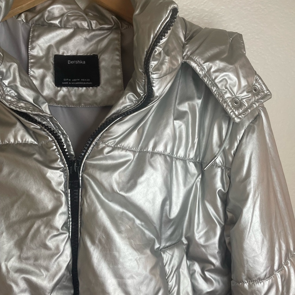 Bershka Metallic Silver Puffer Jacket - Picture 7 of 9